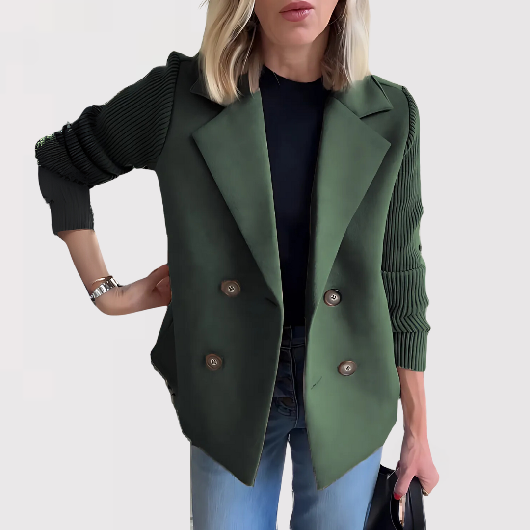Florentine | Jakke Pink Uld-look Dobbeltknappet Strikkede Ærmer til Kvinder