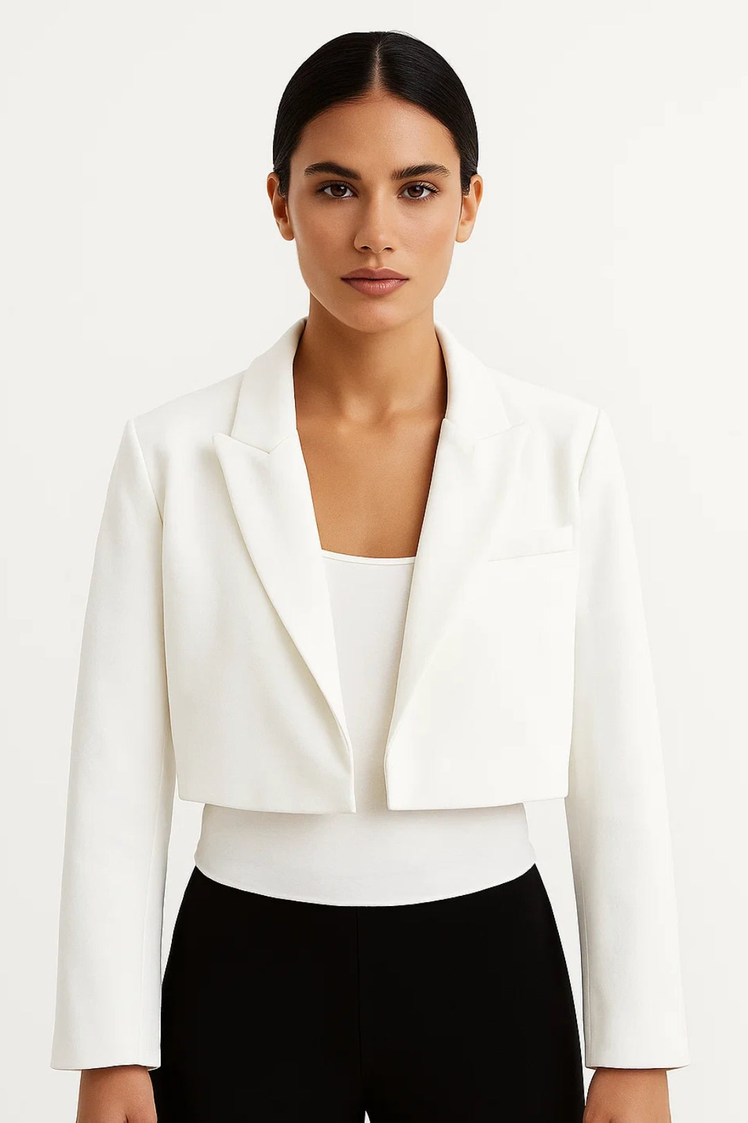 Anaïs | Cropped Blazer Pink Crepe Revers til Kvinder