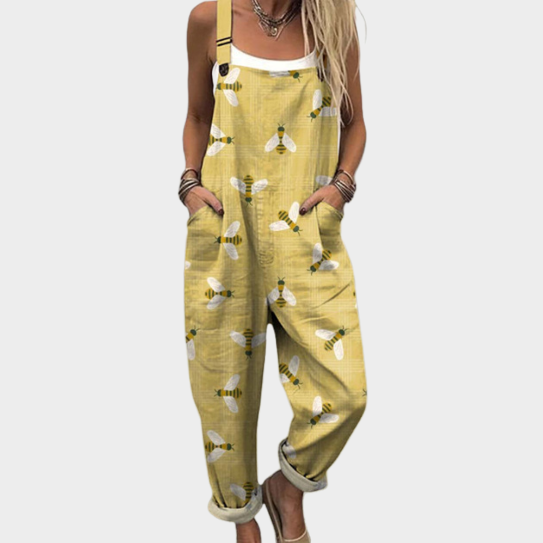 Lolita | Overalls Gul Bomuld Bi-Print Afslappet til Kvinder