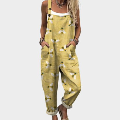 Lolita | Overalls Gul Bomuld Bi-Print Afslappet til Kvinder