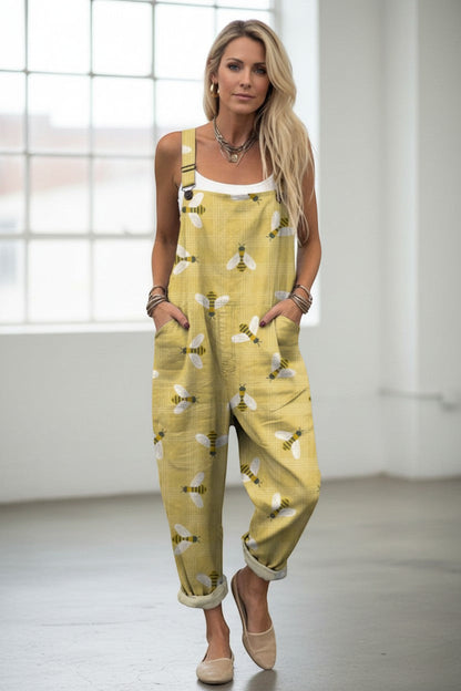 Lolita | Overalls Gul Bomuld Bi-Print Afslappet til Kvinder