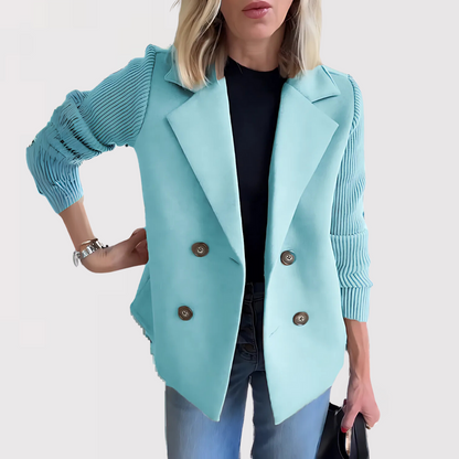Florentine | Jakke Pink Uld-look Dobbeltknappet Strikkede Ærmer til Kvinder