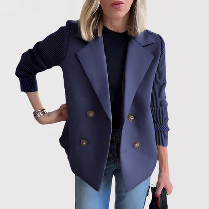 Florentine | Jakke Pink Uld-look Dobbeltknappet Strikkede Ærmer til Kvinder
