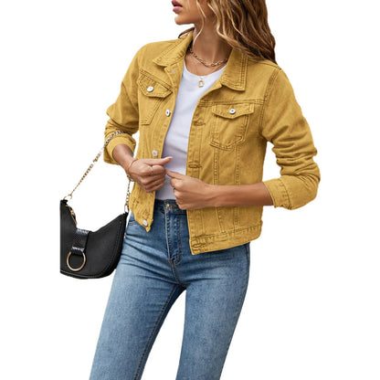 Viveca | Denimjakke Koboltblå Denim Cropped Knapper til Kvinder