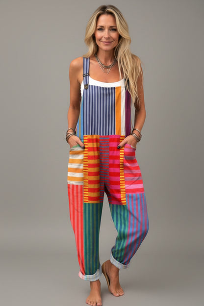 Palma | Overalls Flerfarvet Stribet Patchwork Afslappet til Kvinder