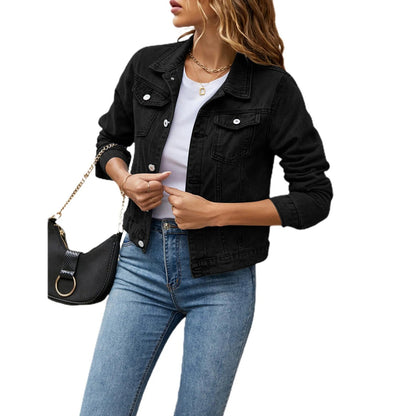 Viveca | Denimjakke Koboltblå Denim Cropped Knapper til Kvinder