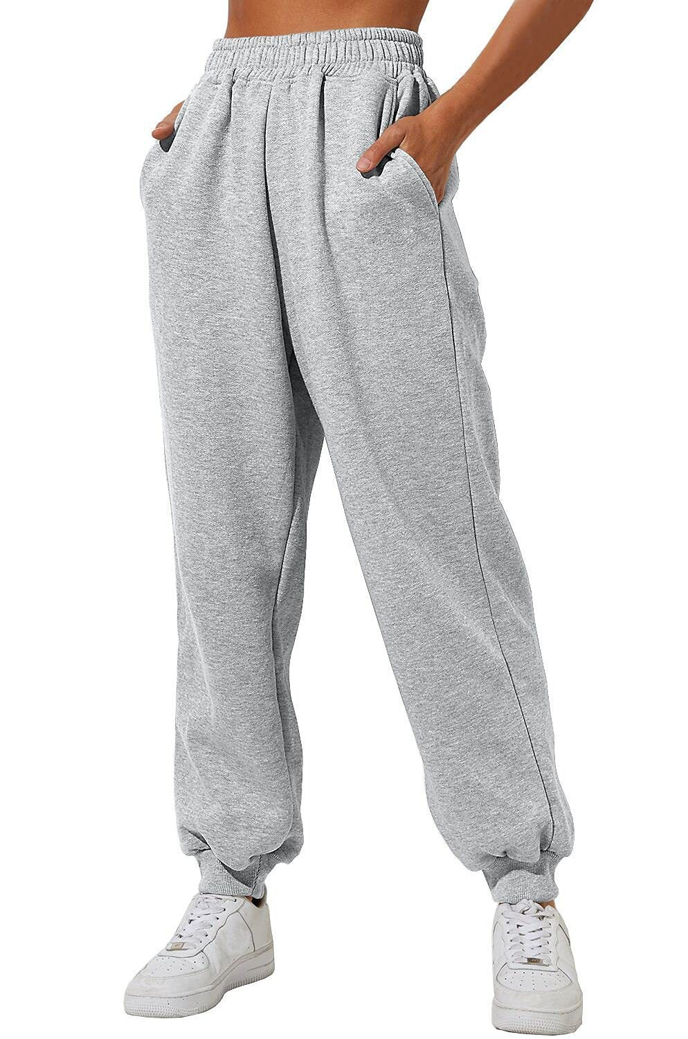 Mireia | Joggingbukser Beige Sweat Højtaljede med Ribkant til Kvinder