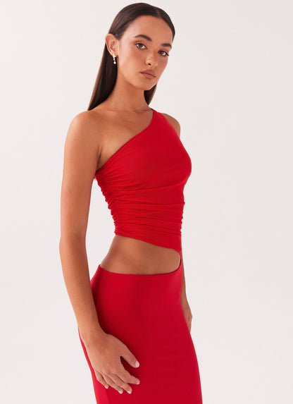 Celina | Maxi Festkjole Lys Gul One-Shoulder Cut-Out til Kvinder