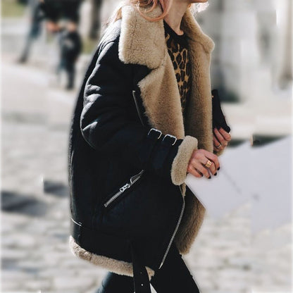 Aurelie | Aviator Jakke Rust Ruskind Shearling Oversized til Kvinder