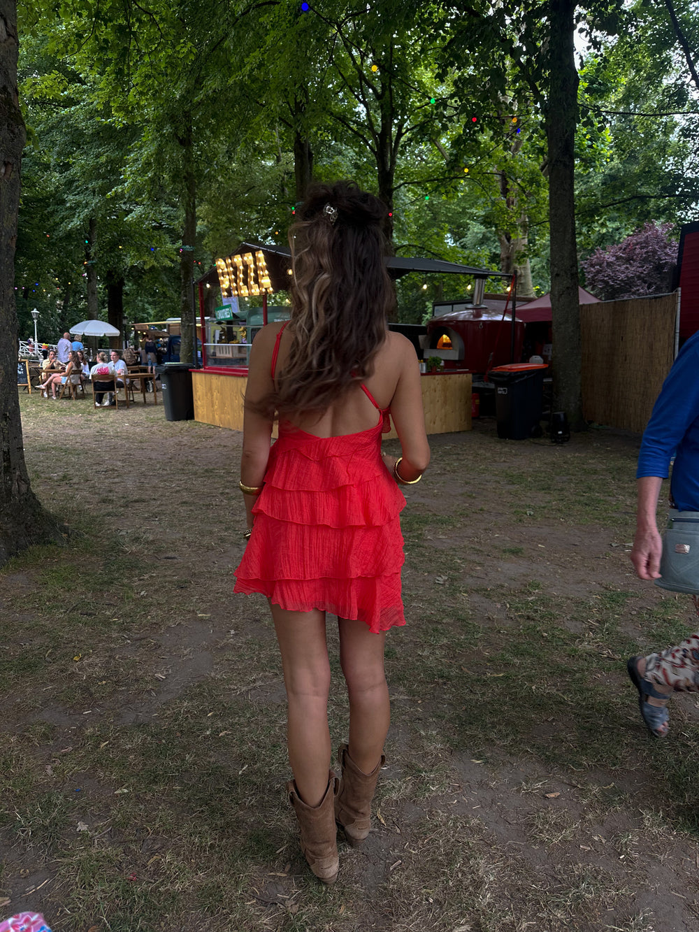Séverine | Mini Kjole Blå Frynset Stropløs Fest til Kvinder