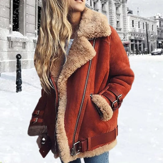 Aurelie | Aviator Jakke Rust Ruskind Shearling Oversized til Kvinder